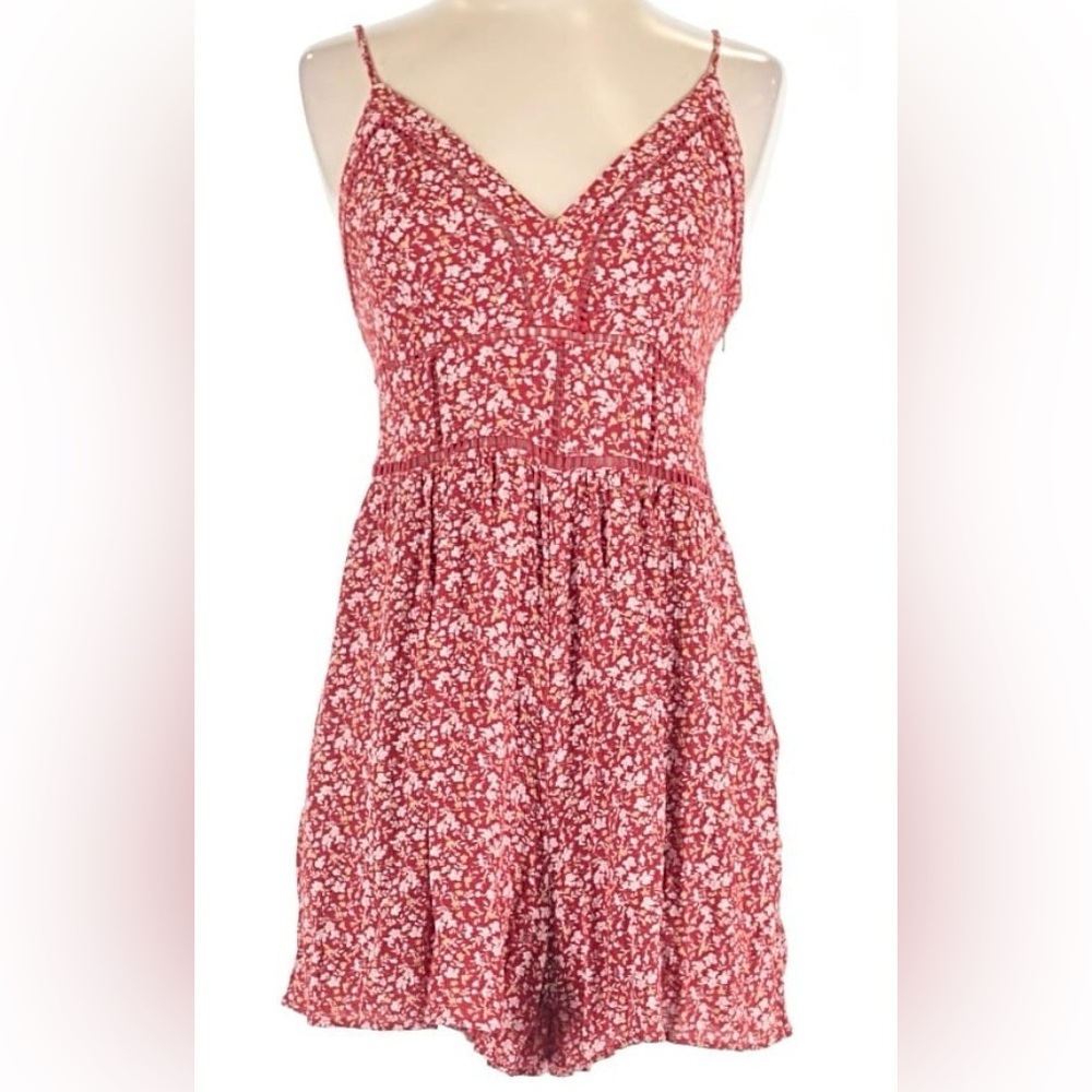 American Eagle Outfitters Red and Floral Romper